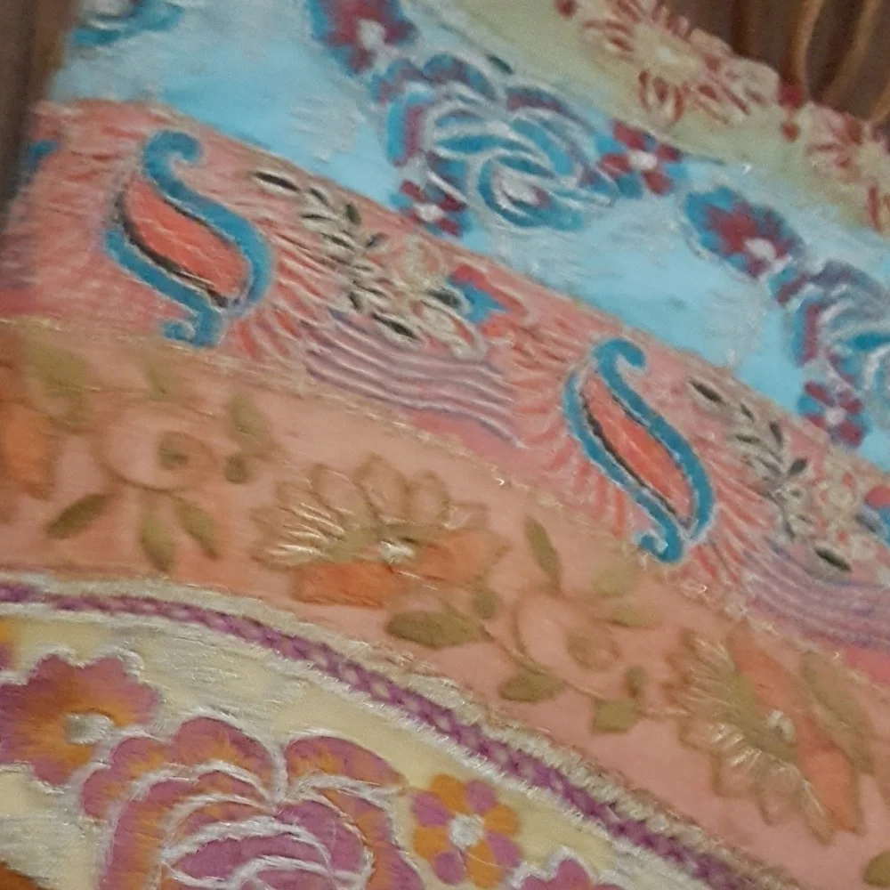 Vintage Multi-color Embroidered Silk‎ Tote